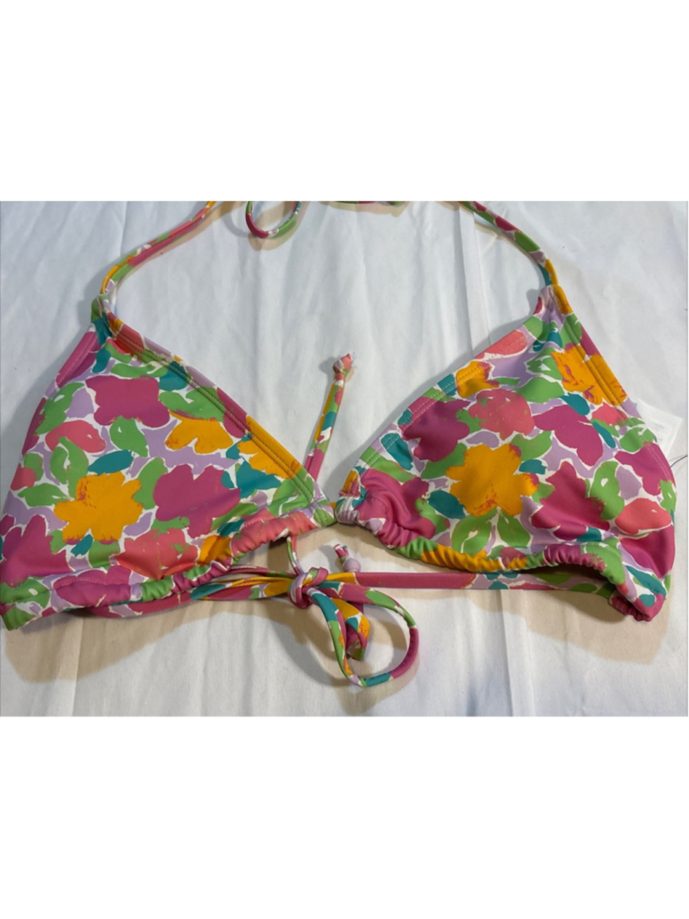 Cotton On Floral Print Slider Triangle Self-Tie Bikini Top Bathing Suit Large